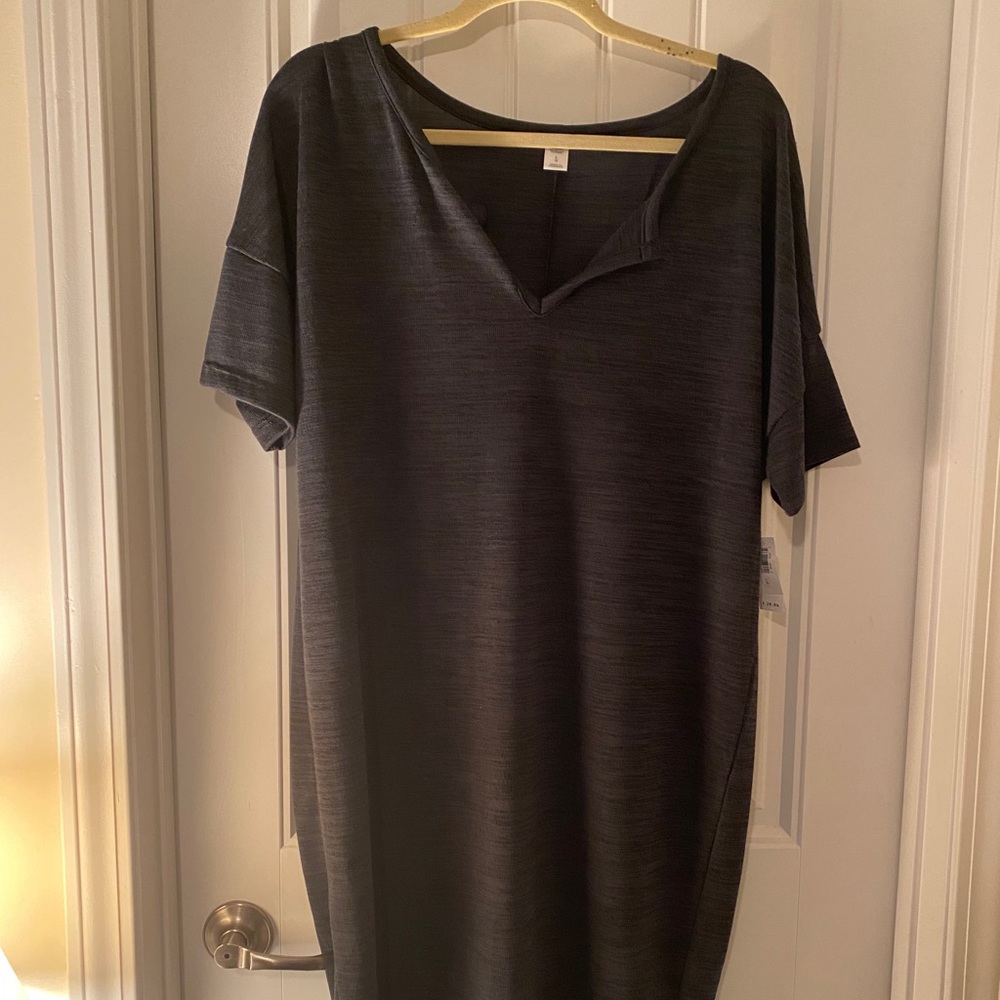 Dark Charcoal Short Sleeve Knit Dress